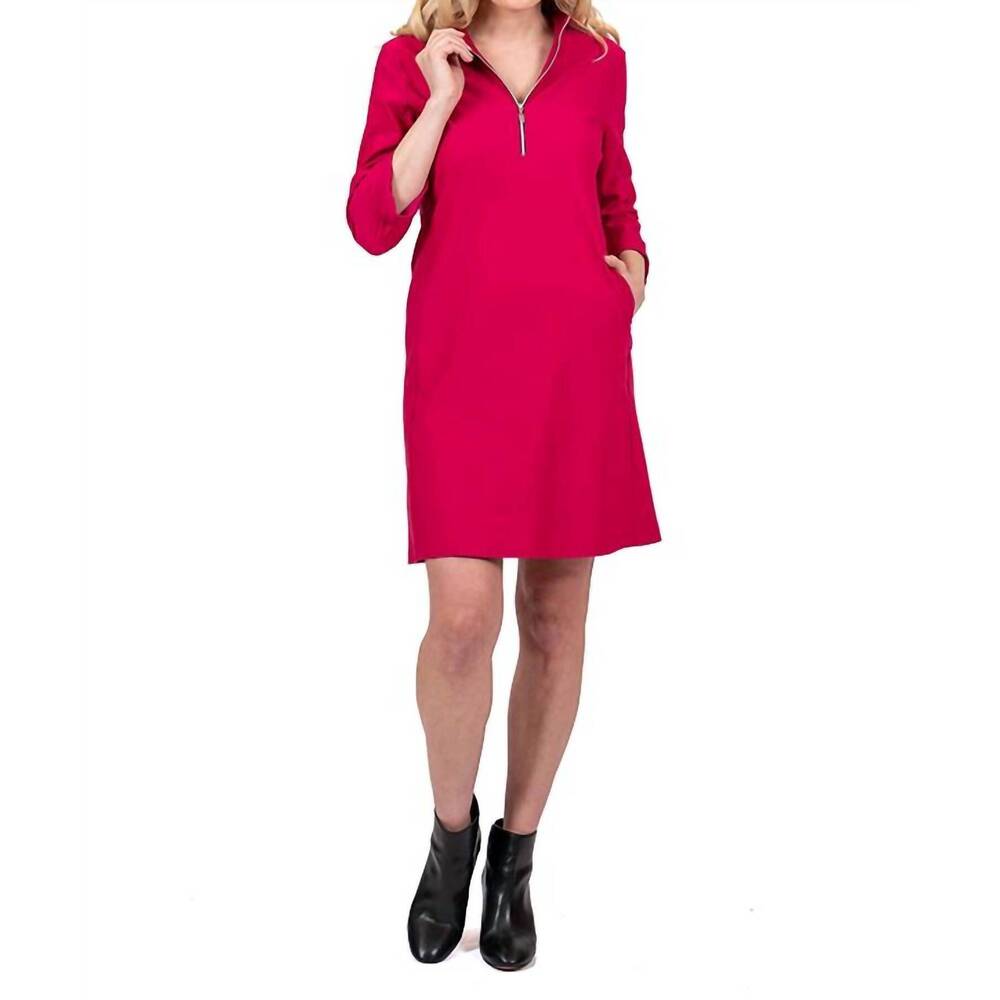 NEW SCAPA long sleeve mini dress in fuchsia